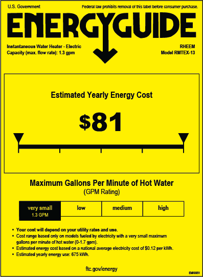 Click here to review this water heater&s Energy Guide for more details.